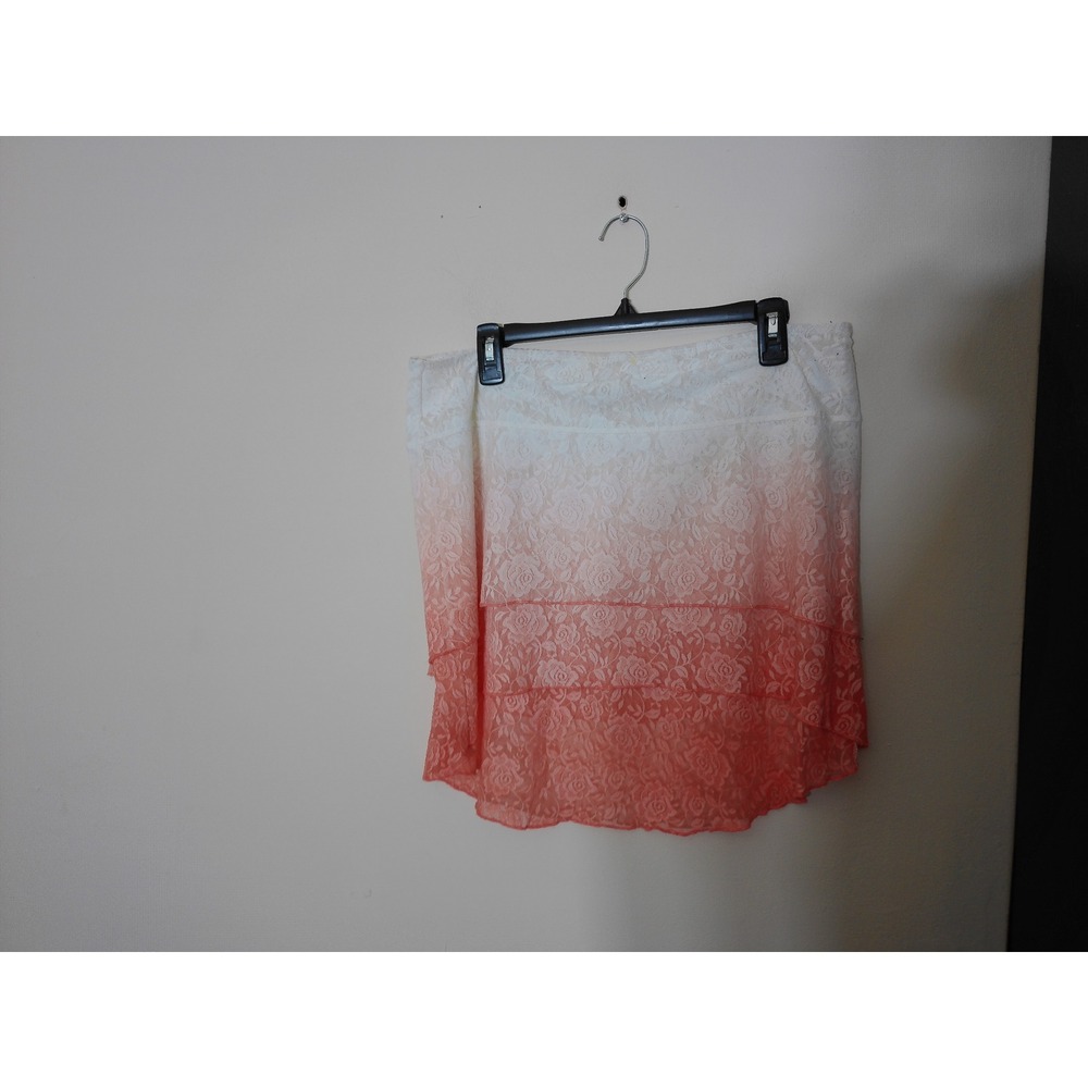 Body Glove Lace Swim Cover Up Skirt Women XL White Coral Ombre Tiered Boho Beach
